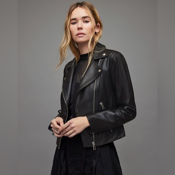 All Saints Dalby Biker Jacket, size 2 - Picture 3 of 10